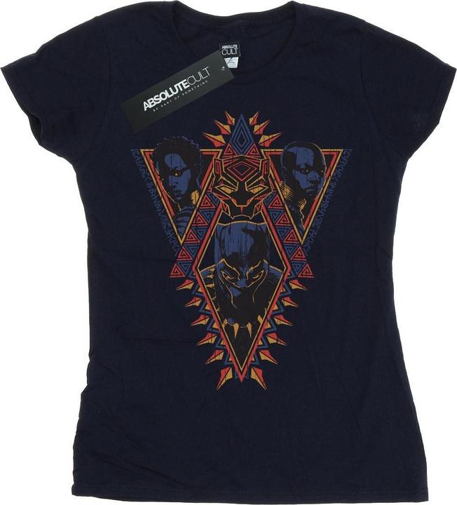Actual product image Womens/Ladies Black Panther Tribal Heads Cotton T-Shirt (XL)