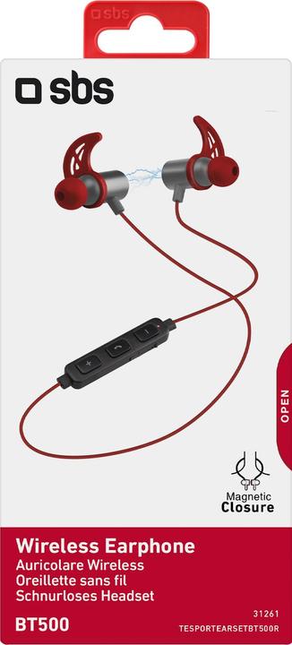 Produktbild SBS Runner Magnetic Earphones with neck lace Bluetooth multipoint red (4 h, Kabellos)