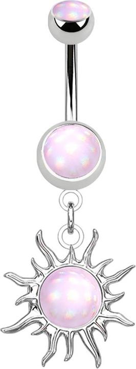 Immagine prodotto Star Piercing Banana in argento con ciondolo sole pietra epossidica rosa (Ottone, Acciaio chirurgico 316L)