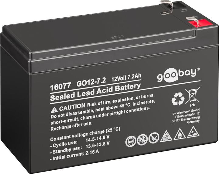 Produktbild Goobay 16077 plombierte Bleisäure 7200mAh 12V Wiederaufladbare Batterie (12 V, 7.20 Ah)