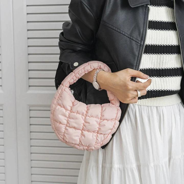 Image du produit Only-Bags.Store Mini-sac Cercle matelassé Téléphone Pourpre Élégant Violet Nylon souple Rembourré