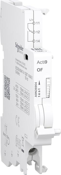 Actual product image Schneider Electric Auxiliary switch, Acti9, OF 1OC, 100mA - 6A, AC/DC, bottom connection A9N26904