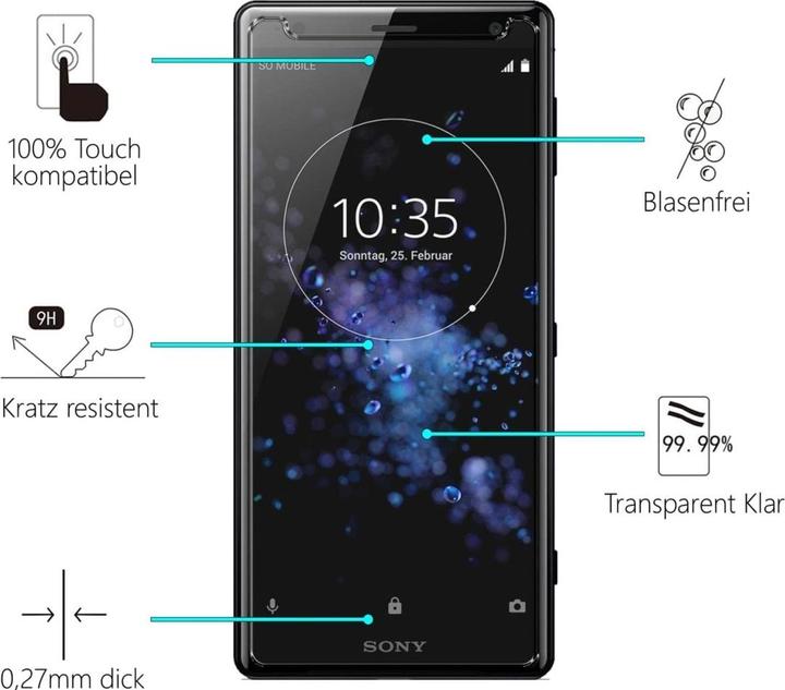 Immagine prodotto Screenguard Sony Xperia XZ2 Compact Pellicola protettiva in vetro Custodia dal design amichevole (1 pz., Sony Xperia XZ2 Compact)