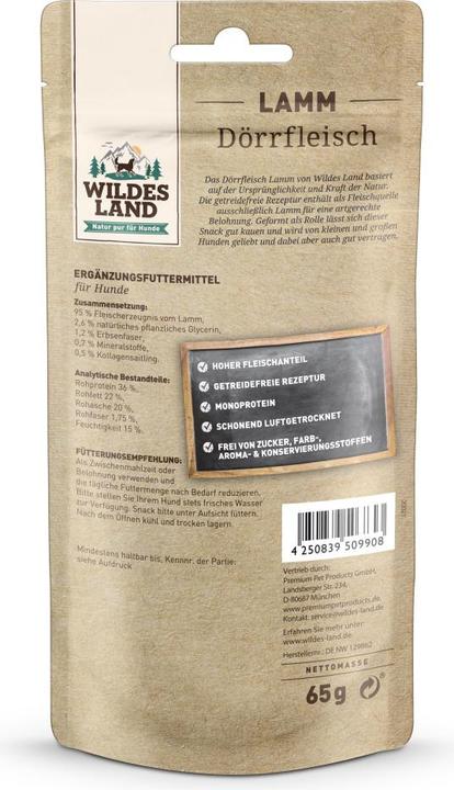 Actual product image Wildes Land Snack lamb jerky 3 pcs. (Adult, 3 pcs., 65 g)