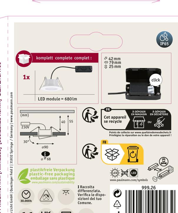 Produktbild Paulmann Einbauleuchte Calla Set (680 lm)