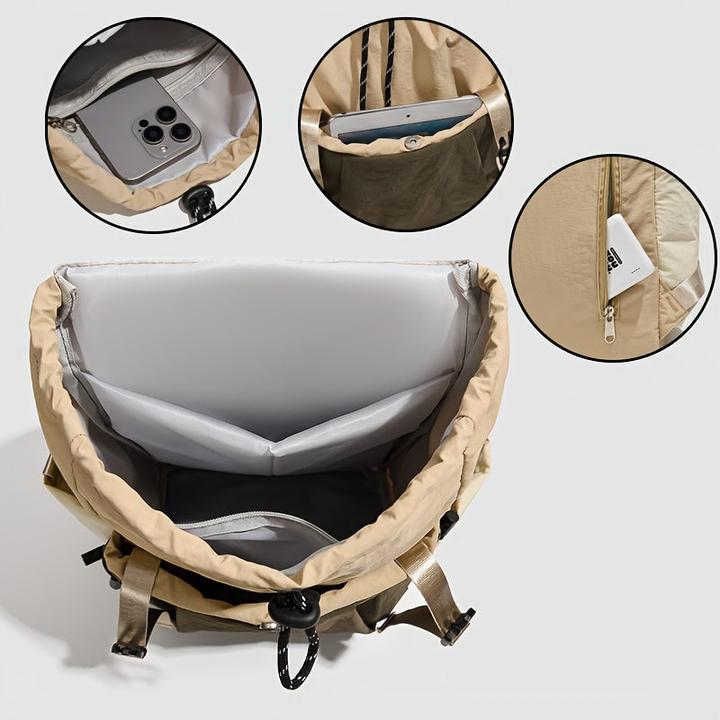 Actual product image Only-Bags.Store Nylon Freizeitrucksack - Leichte, einfarbige Reise-, Einkaufs- und Schultasche mit verstellbaren