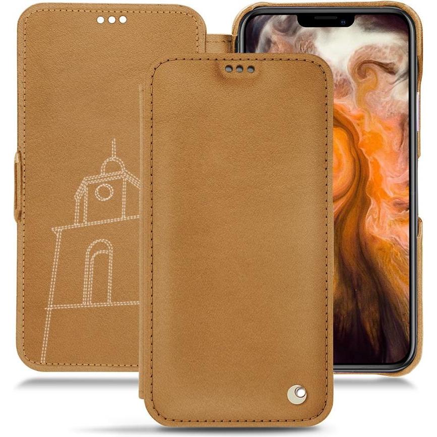 Noreve Lederschutzhülle horizontal (Apple iPhone 11 Pro Max), Smartphone Hülle, Braun