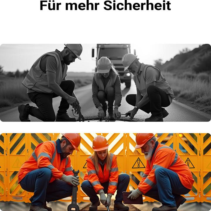 Produktbild Wiltec mobile Absperrung Kunststoff faltbar Mobilzaun 3,9m Rollen Absperrzaun