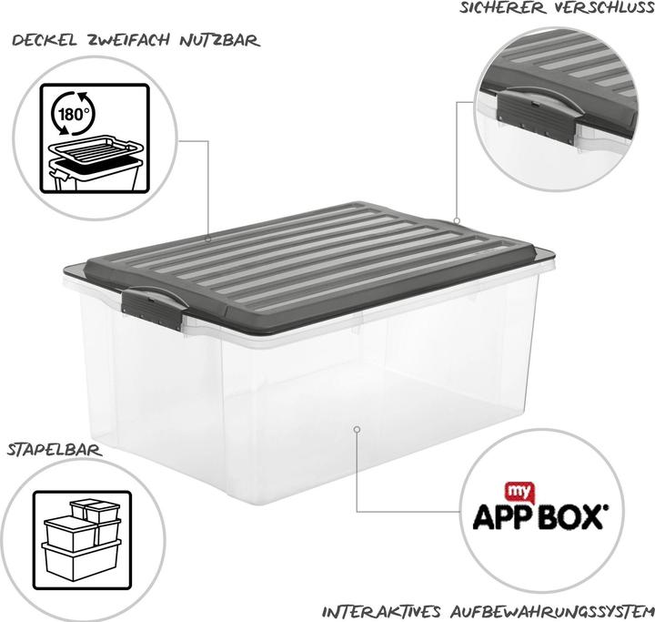 Actual product image Rotho Aufbewahrungsbox COMPACT, Grau, 3 tlg. (40 cm, 38 l, 3x)