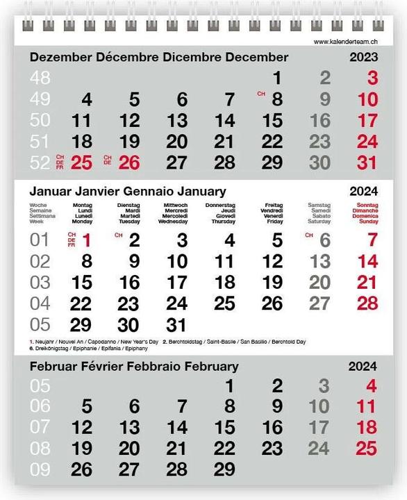 Produktbild 3-Monatskalender 2024 (12.5 x 15.5 cm)