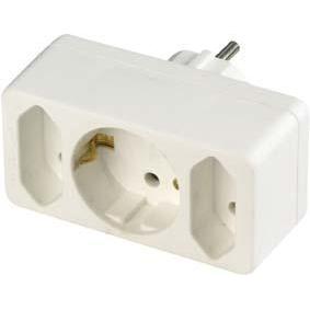 REV, Mehrfachstecker + Abzweigstecker, Übergangsstecker 2-fach + 1 Schutzkontakt (CEE 7/3, CEE 7/16, 3 x)