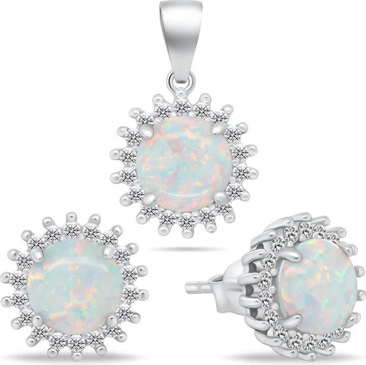 Actual product image Brilio Silver - Charming Opal Jewellery Set SET254W (Earrings. Pendant)