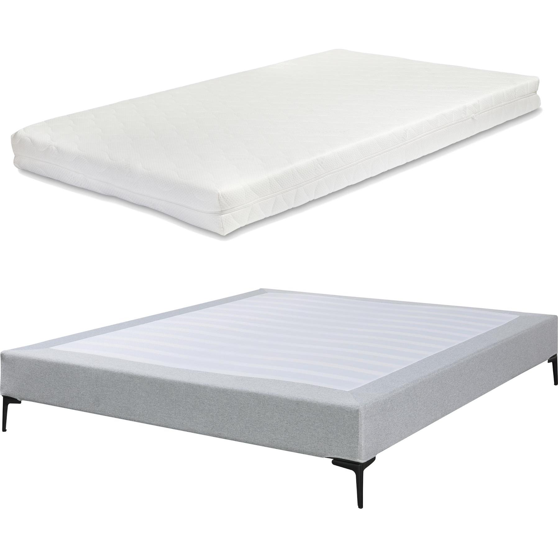 En.Casa, Bett, Doppelbett Lilla mit Matratze Textil 180x200 cm Hellgrau (180 x 200 cm)