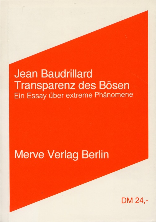 Actual product image Transparenz des Bösen (German, Jean Baudrillard, 2008)