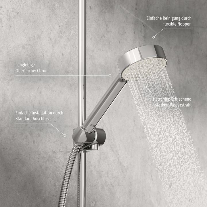 Produktbild Hansa Hansabasicjet Handbrause, Anti-Kalk-Technik, Durchmesser 95 mm, 1-strahlig, Eco-Durchfluss, 44 (1 Strahlarten, 9 l/min)