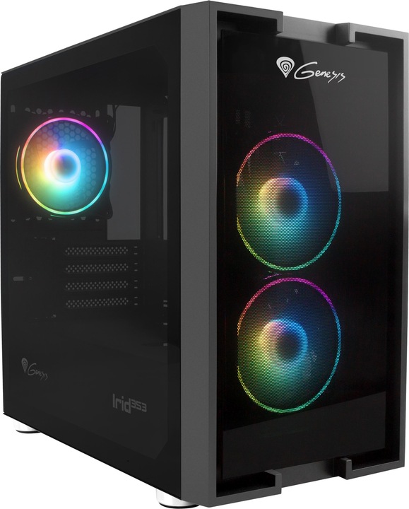 Actual product image Natec GENESIS Irid 353 ARGB - Micro Tower - PC - Acrylonitrile Butadiene Styrene (ABS) - S (ATX, Mini-ATX)