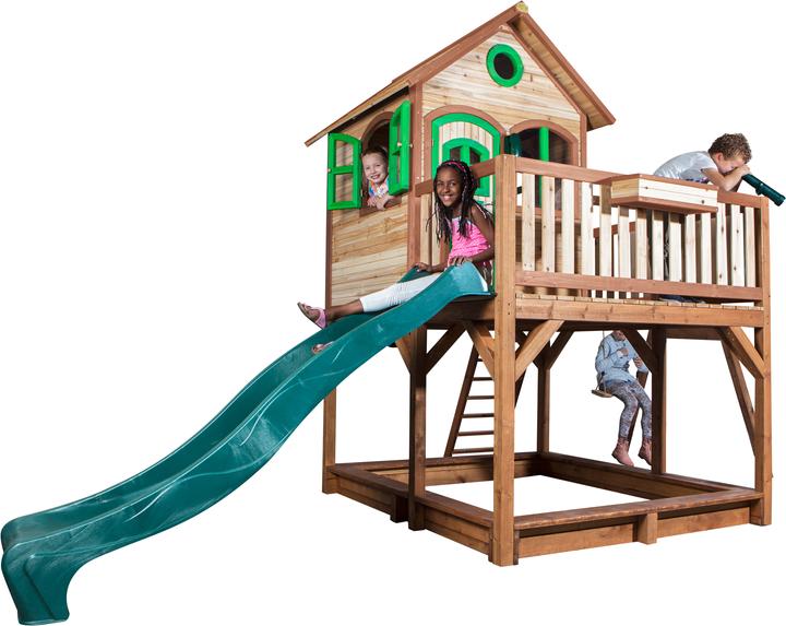 Image du produit Axi Maison de jeu Liam avec balançoire double marron/vert - Slide vert