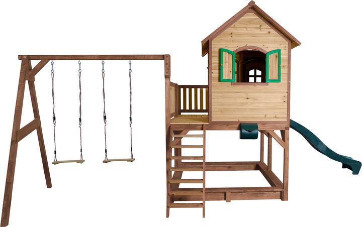 Image du produit Axi Maison de jeu Liam avec balançoire double marron/vert - Slide vert