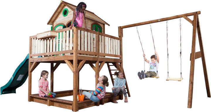 Image du produit Axi Maison de jeu Liam avec balançoire double marron/vert - Slide vert