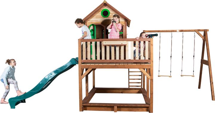 Image du produit Axi Maison de jeu Liam avec balançoire double marron/vert - Slide vert