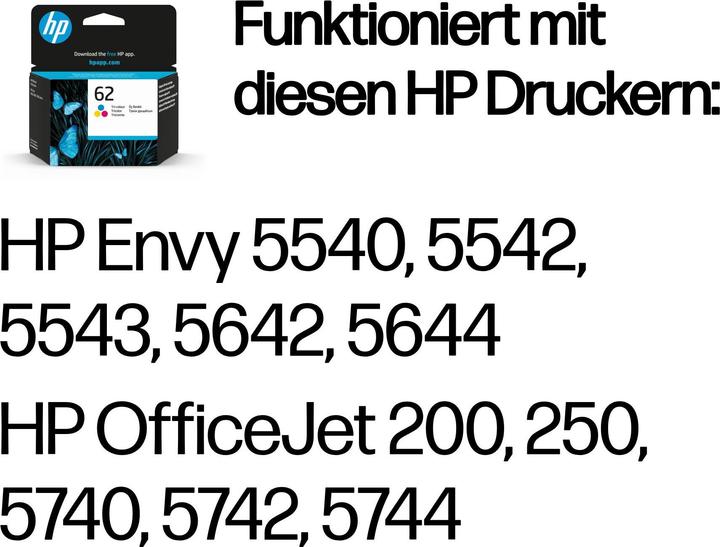 Actual product image HP 62 (M, C, Y)