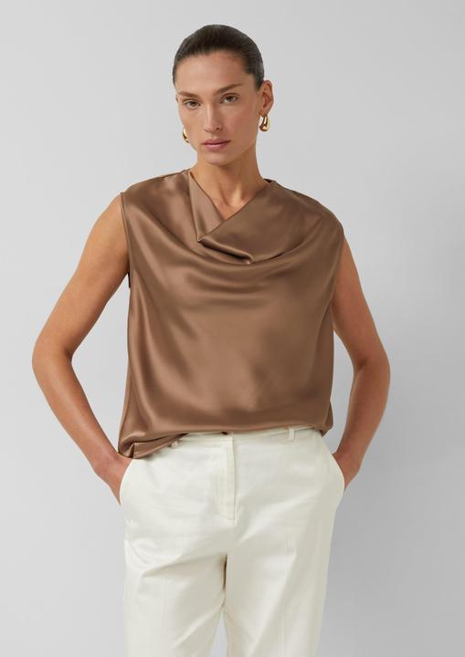 Immagine prodotto s.Oliver Ärmellose Satin-Bluse mit Wasserfall-Ausschnitt im Regular Fit (40)