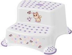 keeeper kids Tritthocker igor cats, 2-stufig, weiss mit Aufdruck, Tragkraft: 120 kg, mit Anti-Rutsch-Füssen