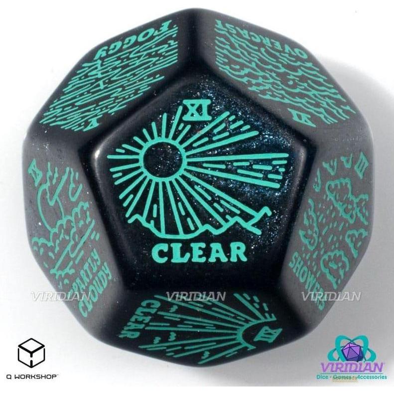 Q Workshop Viridian Würfel Jumbo Würfel Weather Generator Die D12 Türkis