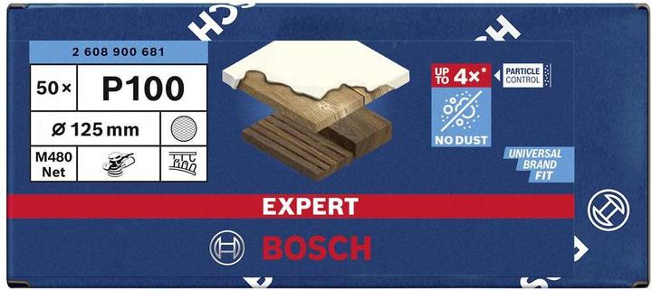 Immagine prodotto Bosch Professional Zubehör Expert M480 Rete di levigatura per levigatrice rotorbitale, 125 mm, G 100, 50 pezzi (100)