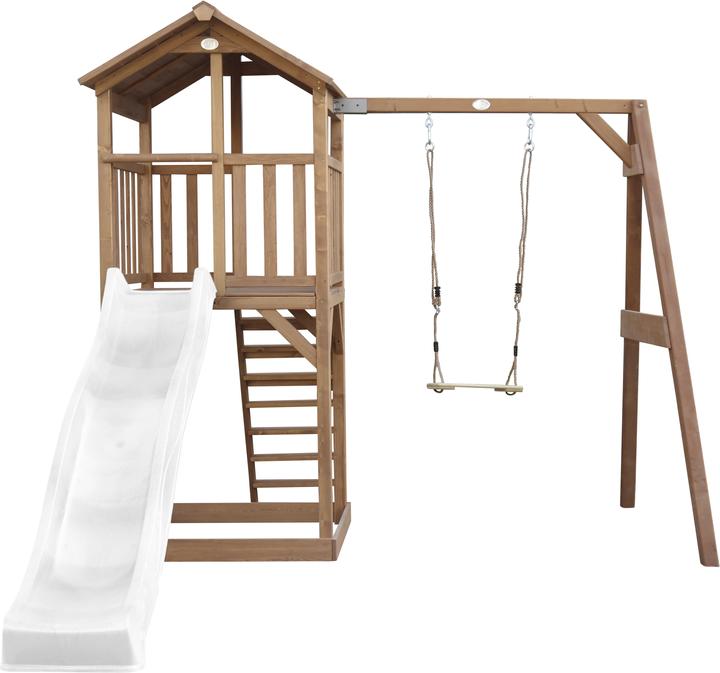 Actual product image Axi Beach Tower Play Tower with Single Swing Brown - White Slide