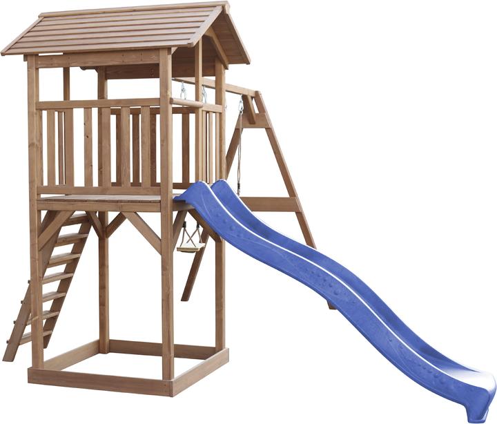 Image du produit Axi Beach Tower Tour de jeux avec double balançoire Marron - Toboggan bleu