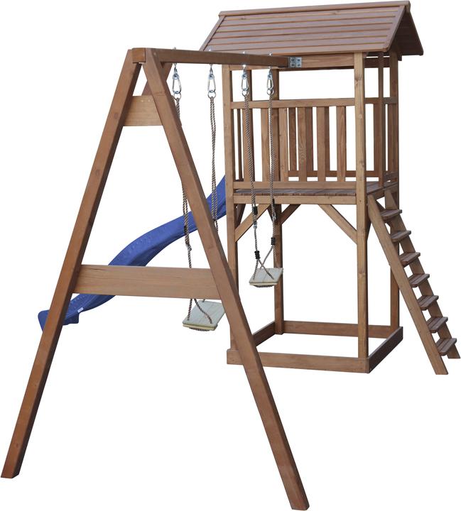 Image du produit Axi Beach Tower Tour de jeux avec double balançoire Marron - Toboggan bleu