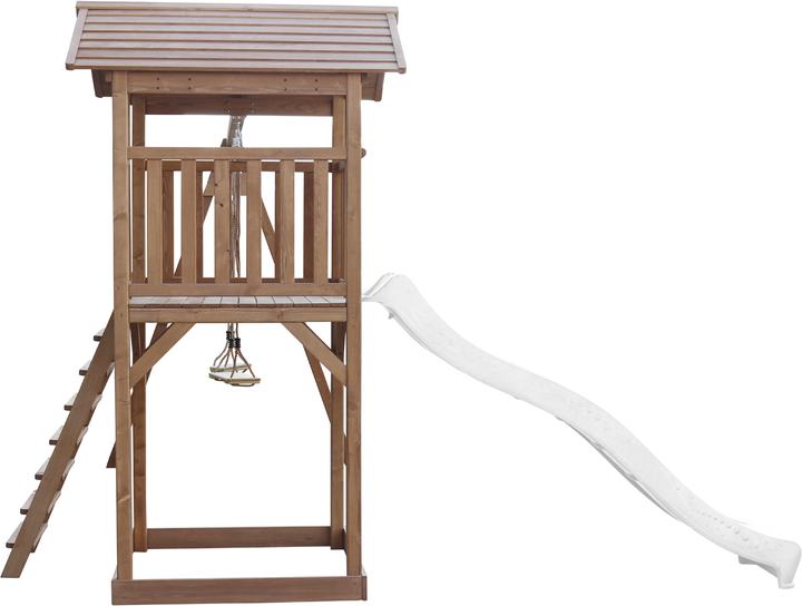 Produktbild Axi Beach Tower Spielturm mit Doppelschaukel braun - weisse Rutsche