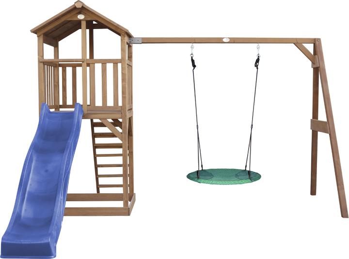 Actual product image Axi Beach Tower Play Tower with Summer Nest Swing Brown - Blue Slide