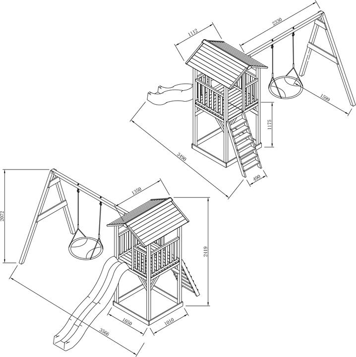 Actual product image Axi Beach Tower Play Tower with Summer Nest Swing Brown - Blue Slide