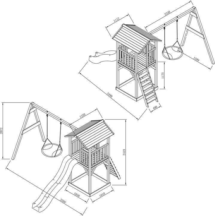 Produktbild Axi Beach Tower Spielturm mit Summer Nest Schaukel Braun - Weisse Rutsche