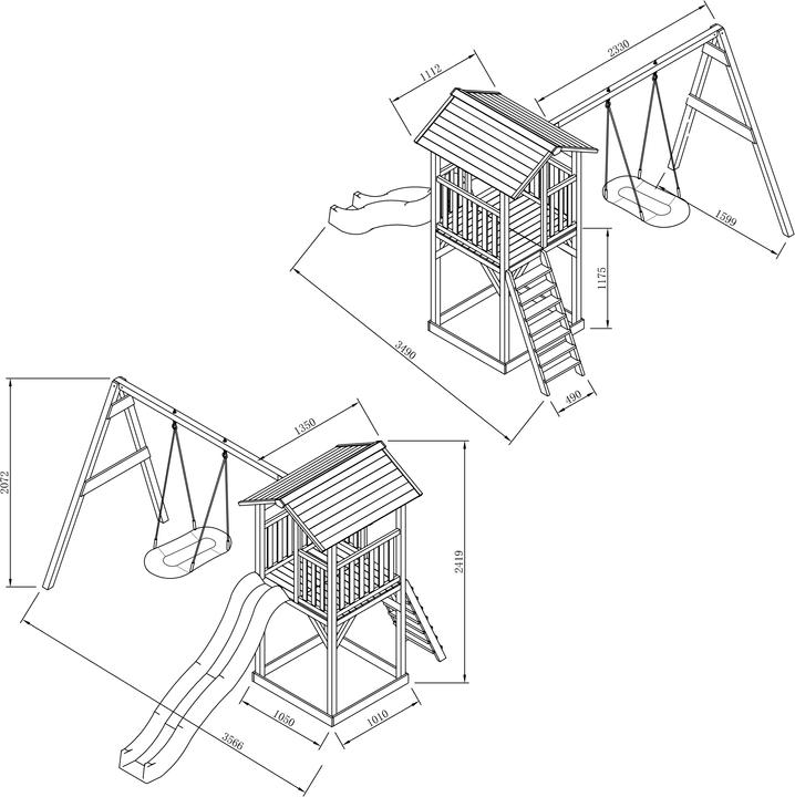 Immagine prodotto Axi Torre da gioco Beach Tower con altalena Roxy Nest Brown - Grey Slide