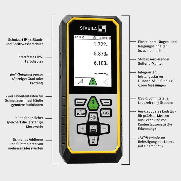 Actual product image Stabila Laserdistanzmessgerät LD 530 BT (200 m, 635 nm)