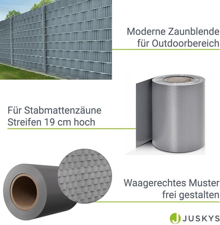 Image du produit Juskys 3x Set PVC Sichtschutzstreifen - Hellgrau