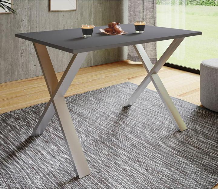 Actual product image Ebuy24 Dining table XonaX silver coloured (140 x 50 cm)