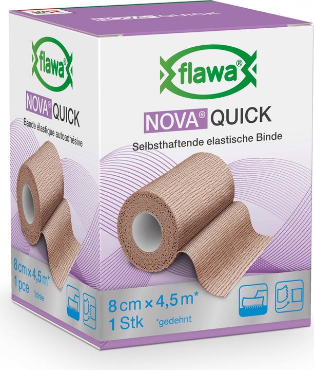 Produktbild Flawa Nova Quick kohäsive Reissbinde 8cmx4.5m hautfarbig