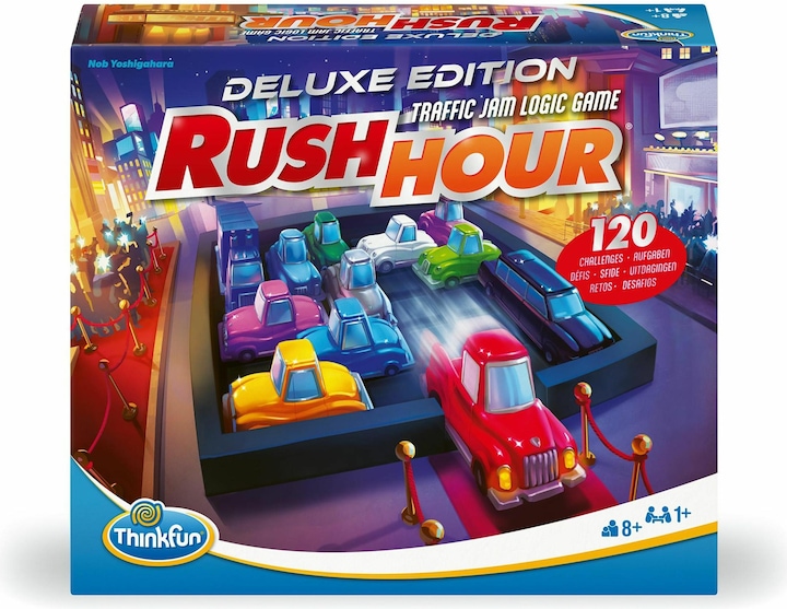 Produktbild Ravensburger ThinkFun 76617 - Rush Hour - Das bekannte Stau-Spiel in der Deluxe Edition mit Fahrzeugen in (Portugiesisch, Englisch, Deutsch, Italienisch, Französisch, Spanisch, Niederländisch)