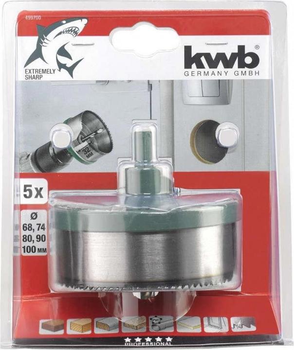 Actual product image kwb Hole saw 68100/depth 32/5 flanges (80 mm, 68 mm, 100 mm, 90 mm, 74 mm)