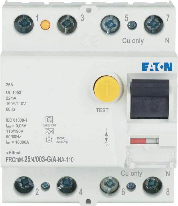 Produktbild Eaton MOE FRCMM-25/4/003-G/A-NA-110 FI-Schalter, 25A, 4pol, 30mA