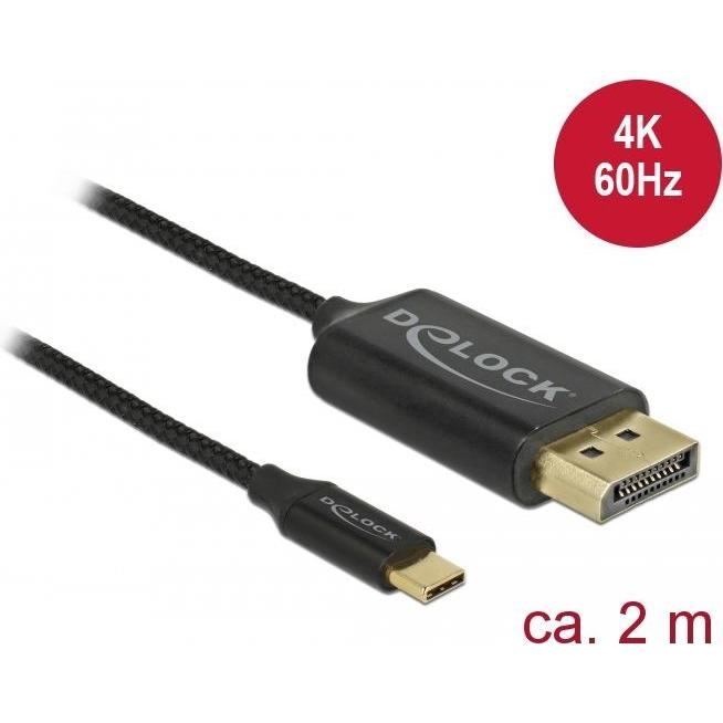 Thumbnail - Delock DisplayPort — USB Typ C (2 m, USB Typ C, DisplayPort), Video Kabel