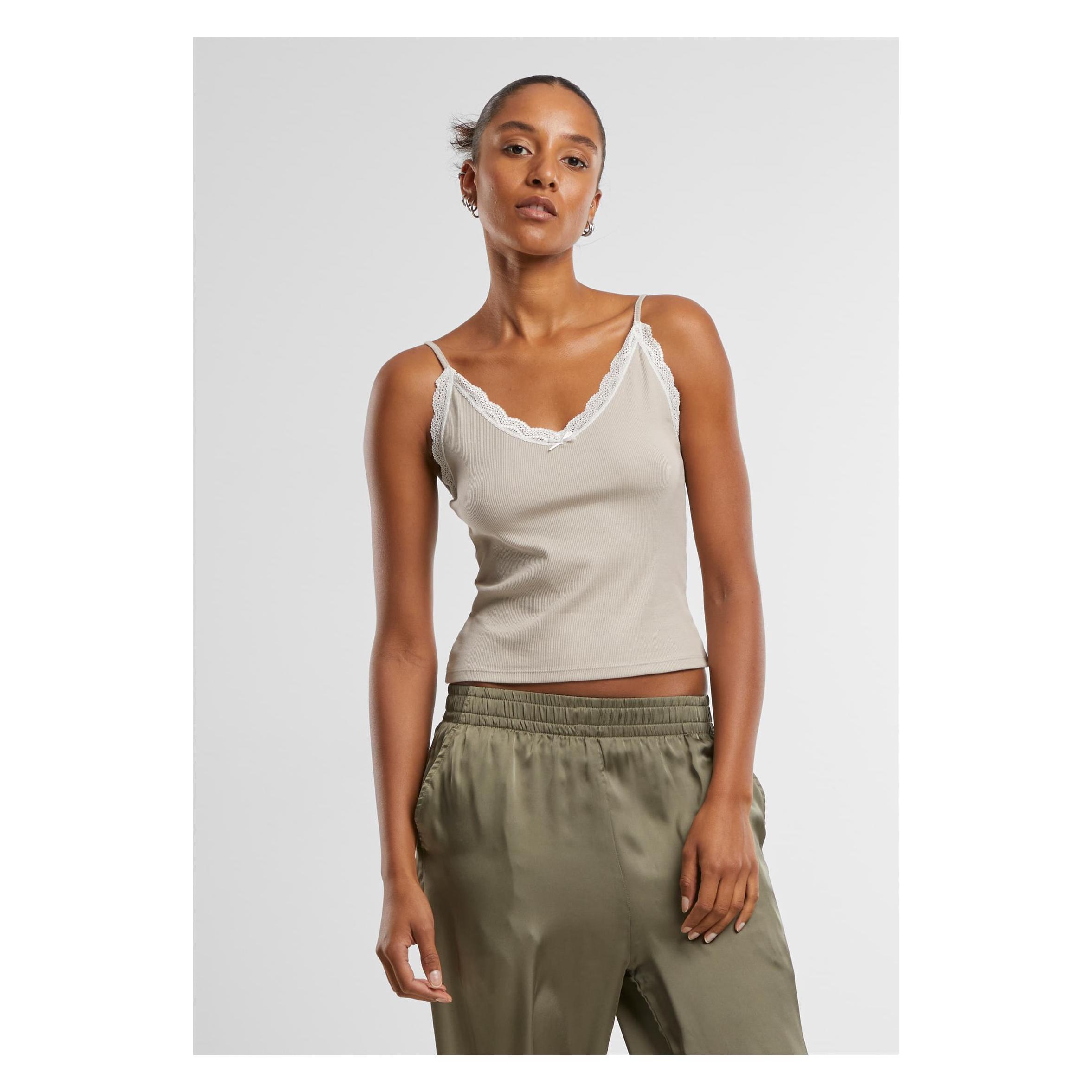 Urban Classics, Damen, Shirts, Ladies V-Neck Lace Top 2-Pack Cloud+powderblue M, Blau, (M)