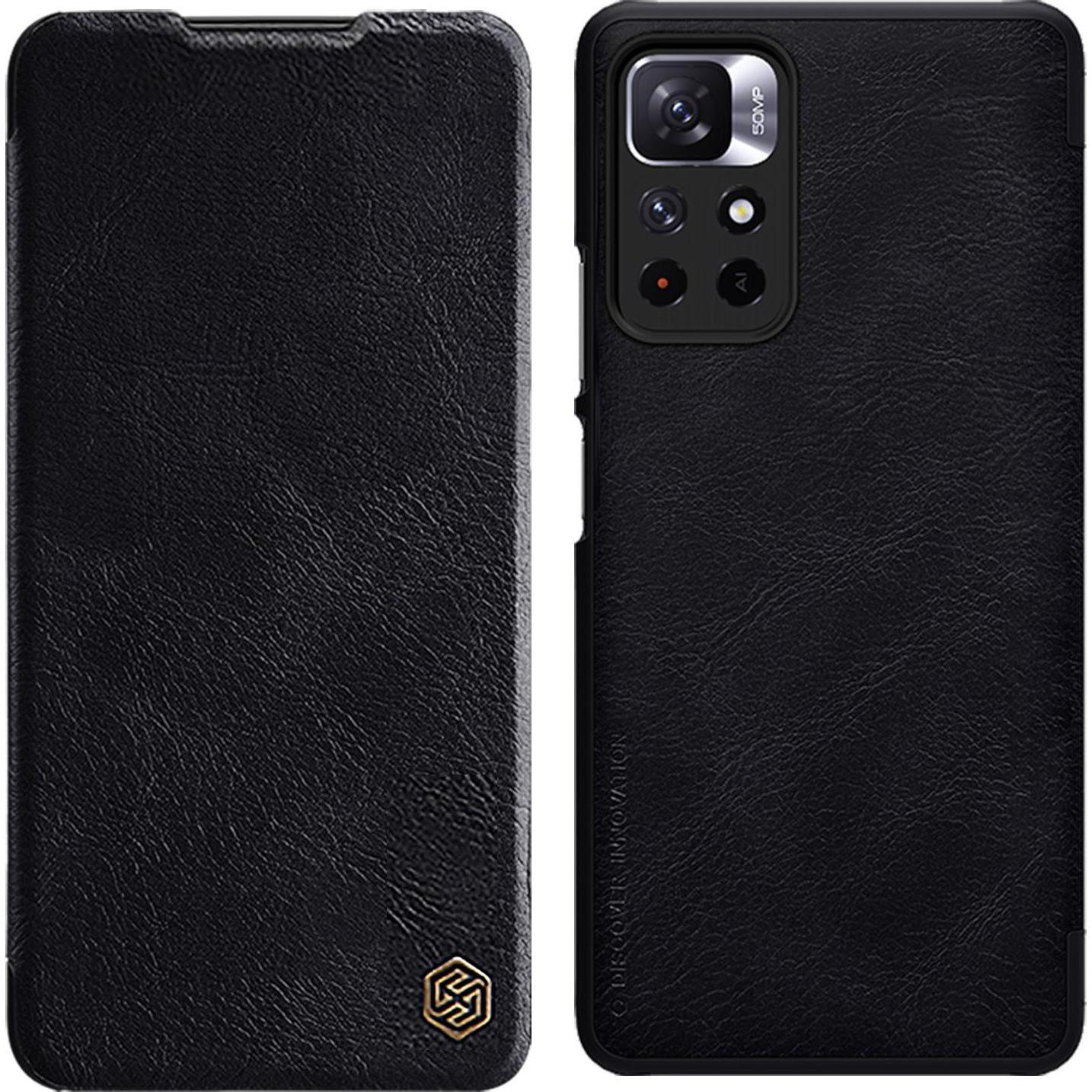 Nillkin Custodia in pelle Qin - Xiaomi POCO M4 Pro 5G / Note 11T 5G / 11S 5G - Nero (Xiaomi 12S Ultra), Cover smartphone, Nero