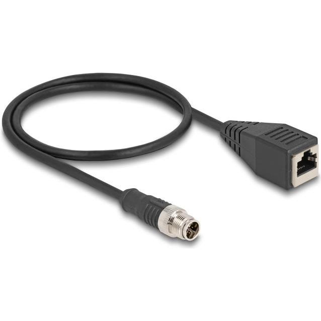 Thumbnail - Delock M12 Kabel X-kodiert 8 Pin Stecker zu RJ45 Buchse PVC (S/FTP, CAT5e, 0.50 m), Netzwerkkabel