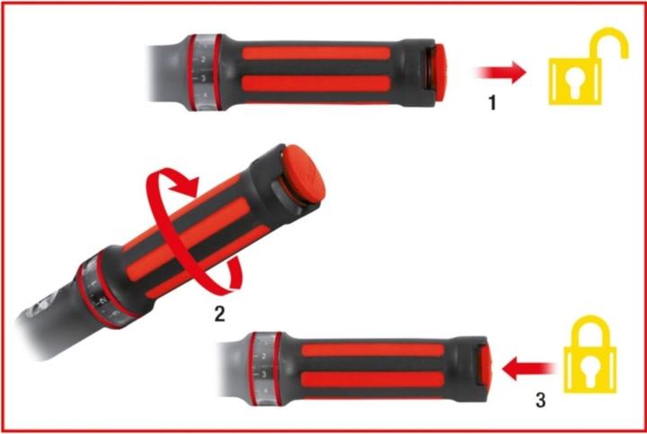 Produktbild KS Tools 1/2 ERGOTORQUE40-200 Rot, Ratschen-Drehmomentschl. (1/2", 40 - 200 Nm)