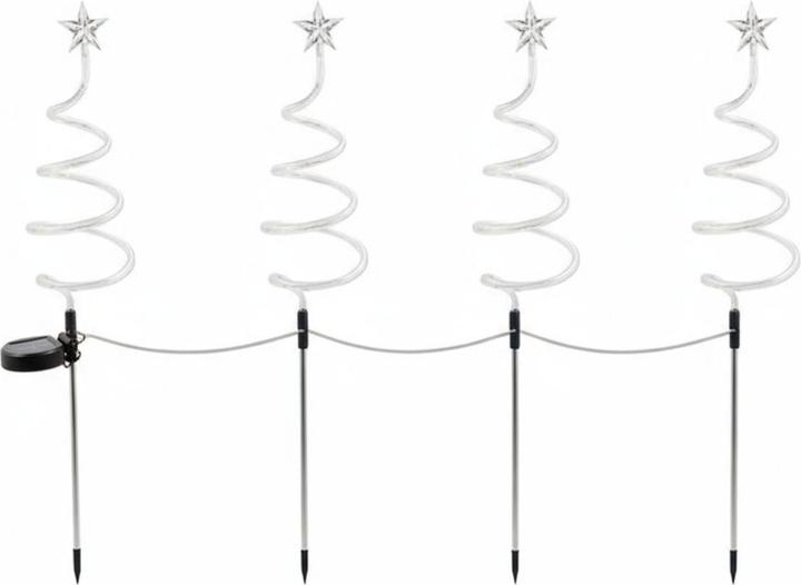 Hermex 4er-Set LED Solar-Spiralbaum Lichterkette Weihnachtsdeko Solarleuchte (1.50 m)